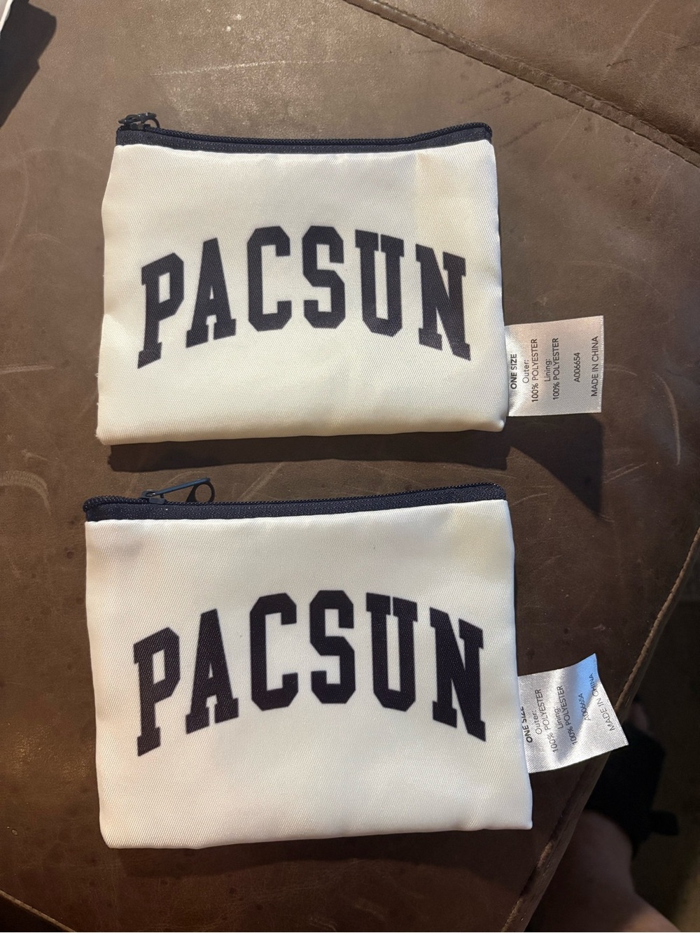 PacSun White Pouch with Navy Logo and Trim